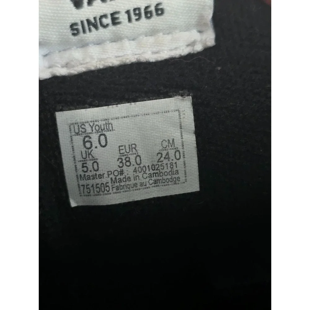 Vans‎ Sk8 Hi Youth Sneakers Size 6 Black White Skate Lace Up High Top Shoes